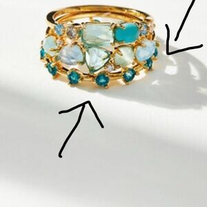 Anthropologie Ring Gold and Blue Stones size 6